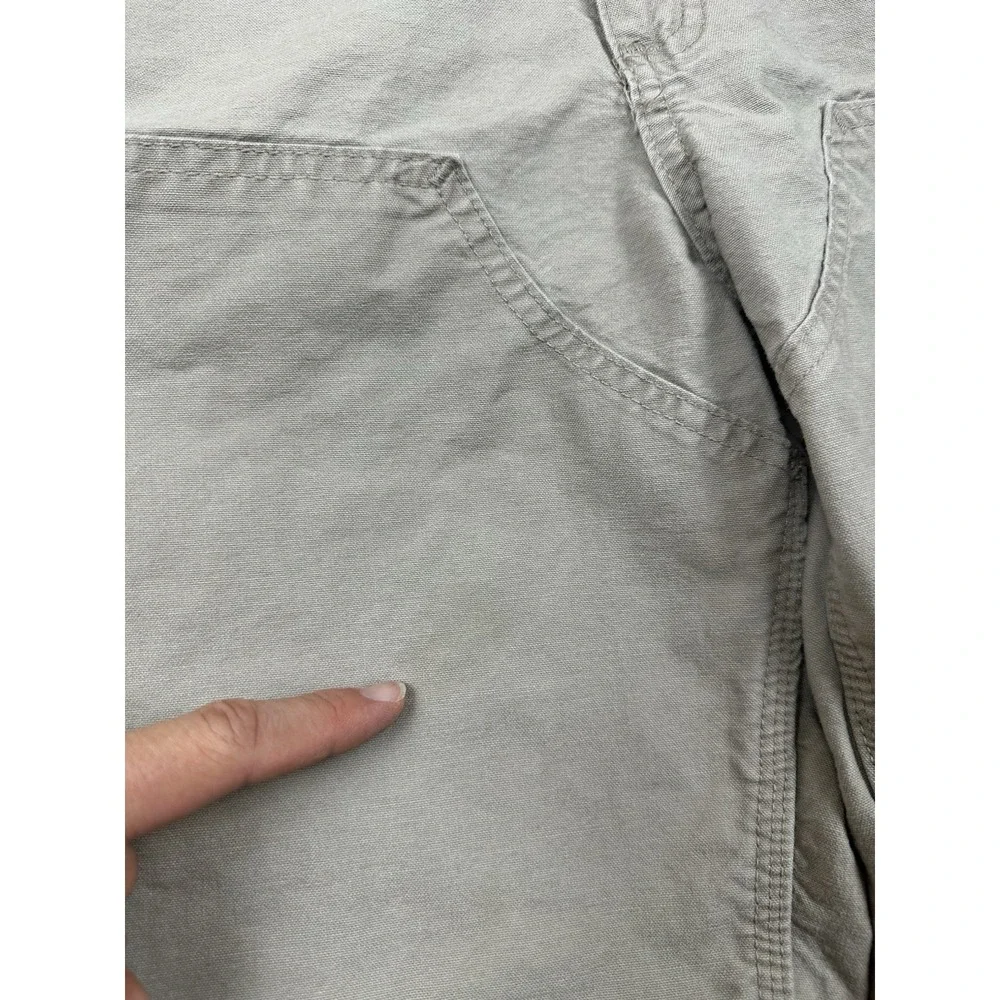 Vtg Y2K Carhartt Double Knee Carpenter Shorts Mens 34 Beige Leather Tag B201 Tan